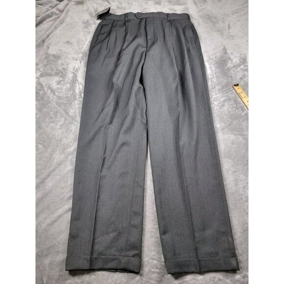 NWT Vintage Slates Levis Dress Pants Mens 38x33 Gray Pleated Cuffed Worsted Wool - Picture 1 of 9
